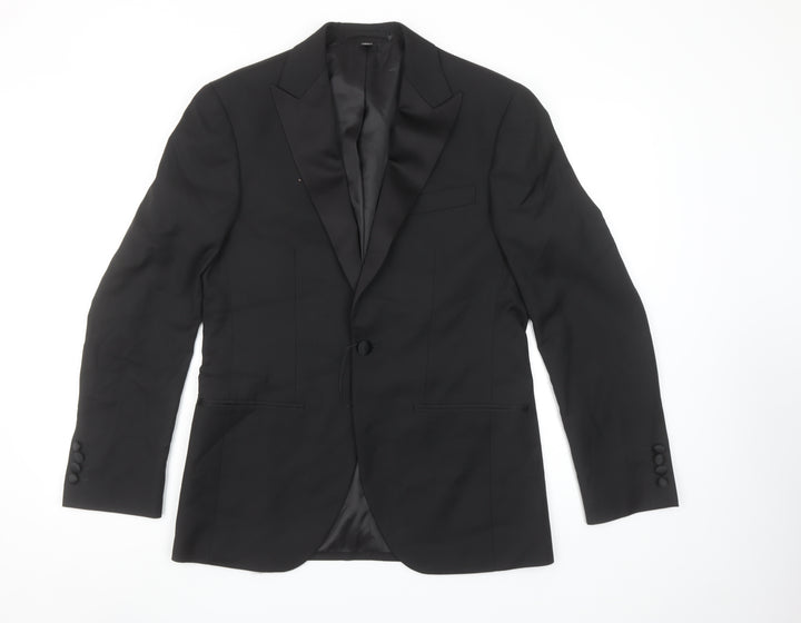 Marks and Spencer Men’s Black Peak Lapel Slim Fit One-Button Suit Jacket 36S