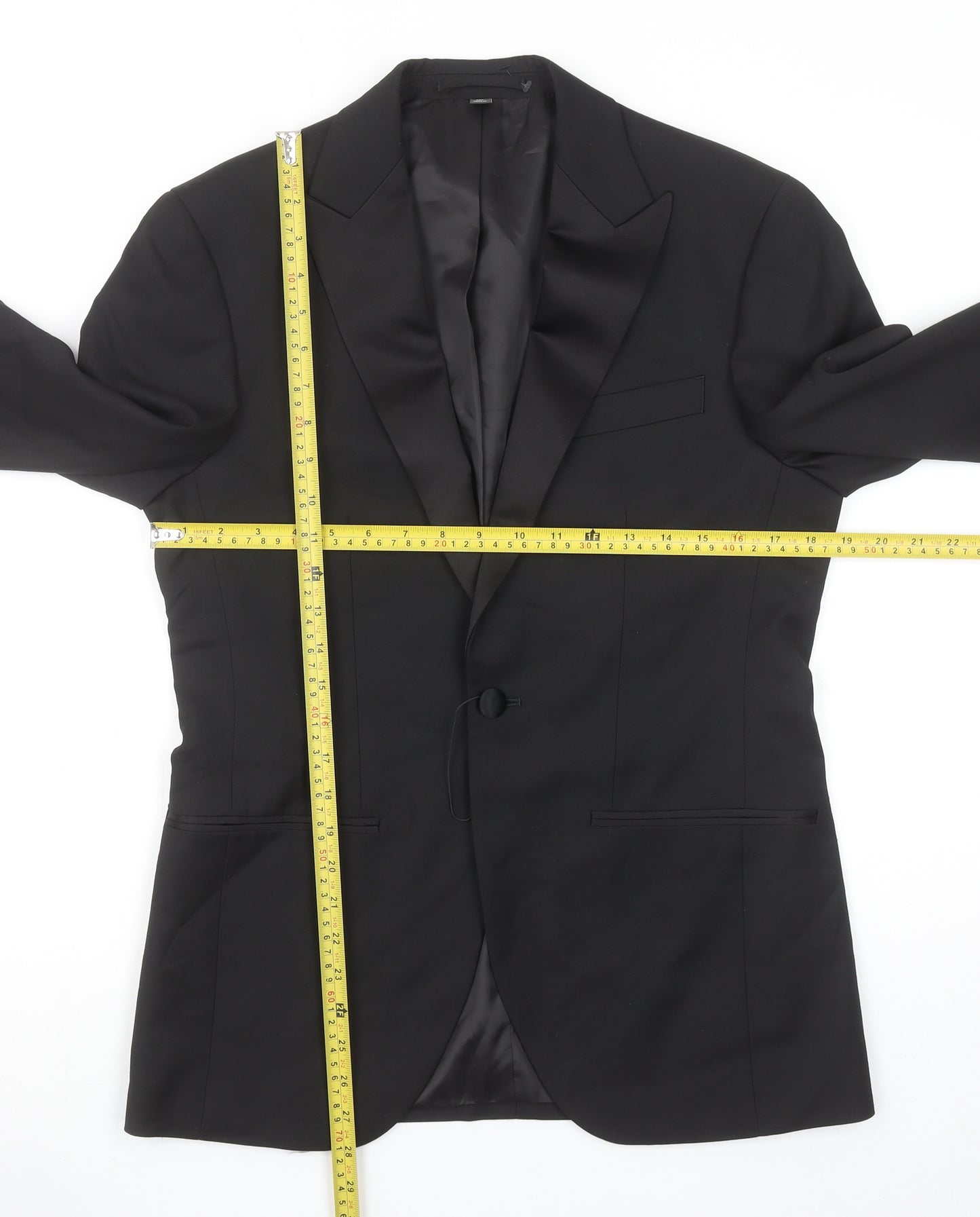 Marks and Spencer Men’s Black Peak Lapel Slim Fit One-Button Suit Jacket 36S