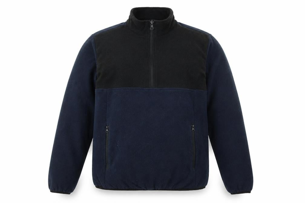 Front view of Jack & Jones Men’s Blue Fleece 1/2 Zip Pullover Sweatshirt L