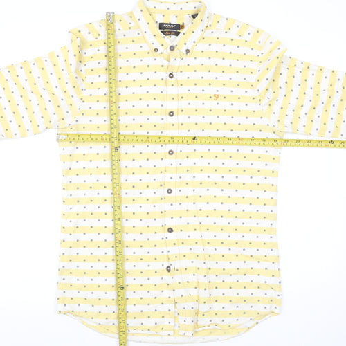 Farah Vintage Men's Yellow Slim Fit Long Sleeve Button-Up Shirt Size M