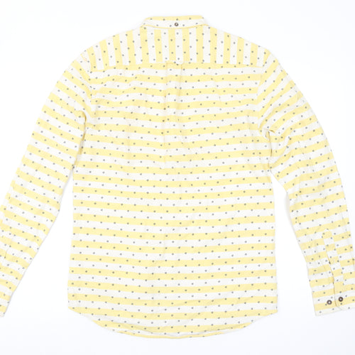 Farah Vintage Men's Yellow Slim Fit Long Sleeve Button-Up Shirt Size M