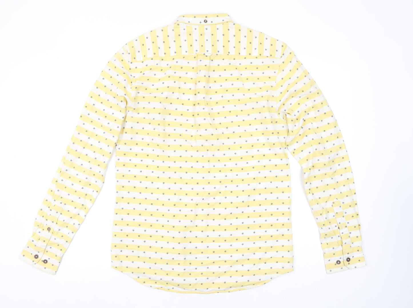 Farah Vintage Men's Yellow Slim Fit Long Sleeve Button-Up Shirt Size M