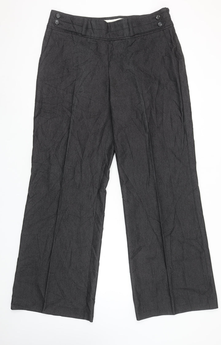 Marks and Spencer Womens Grey Wide-Leg Trousers UK 16 Polyester Blend