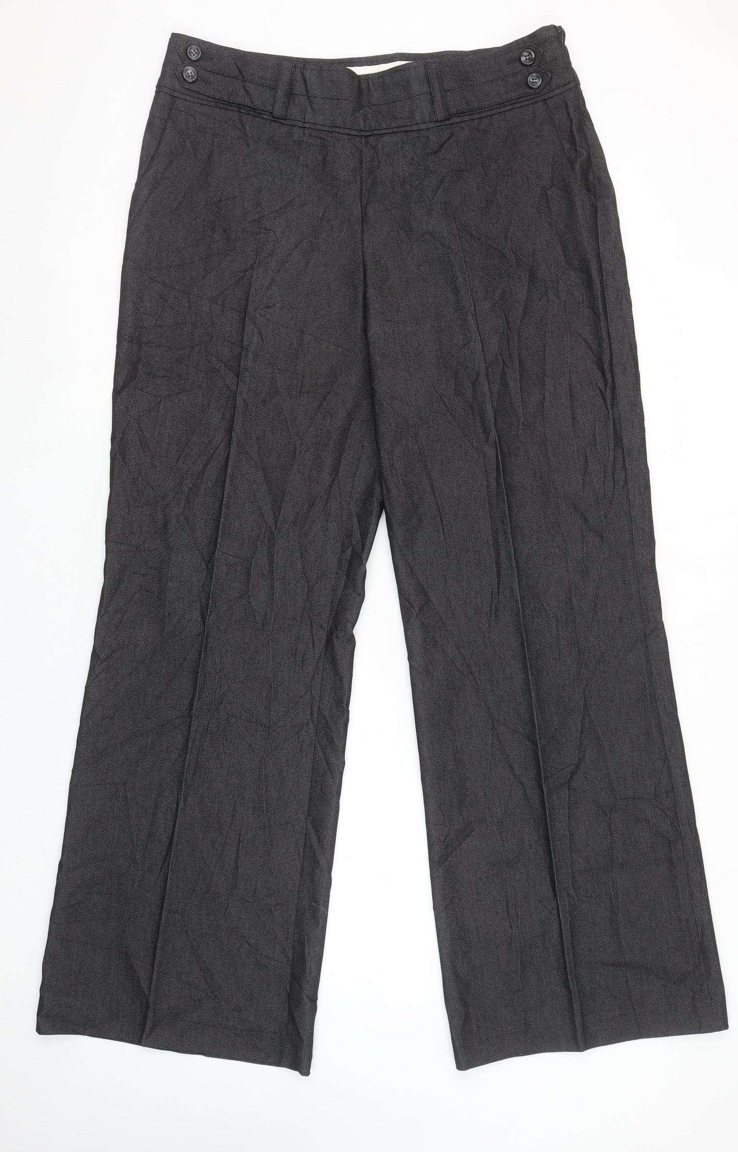 Marks and Spencer Womens Grey Wide-Leg Trousers UK 16 Polyester Blend