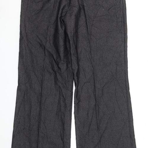 Marks and Spencer Womens Grey Wide-Leg Trousers UK 16 Polyester Blend