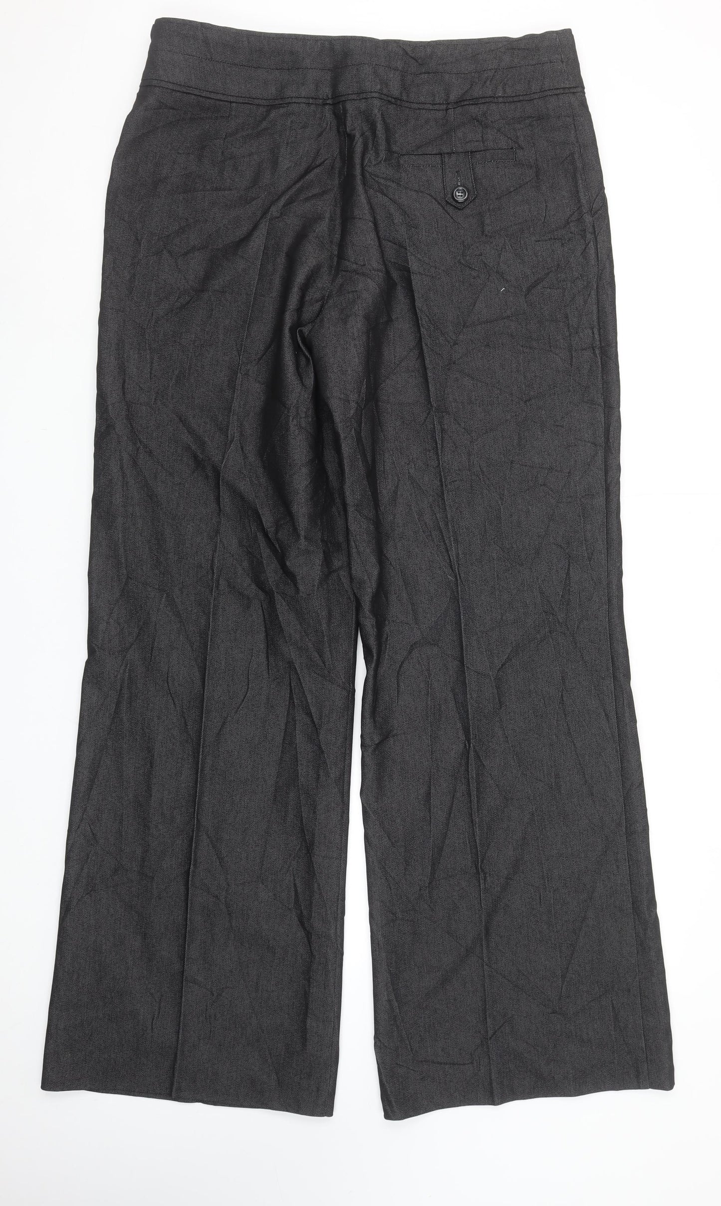 Marks and Spencer Womens Grey Wide-Leg Trousers UK 16 Polyester Blend