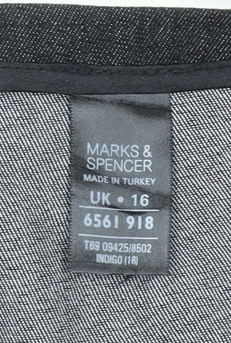 Marks and Spencer Womens Grey Wide-Leg Trousers UK 16 Polyester Blend