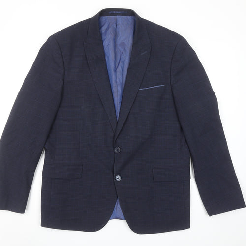 Remus Uomo Men's Blue Check Slim Fit 42R Blazer Jacket