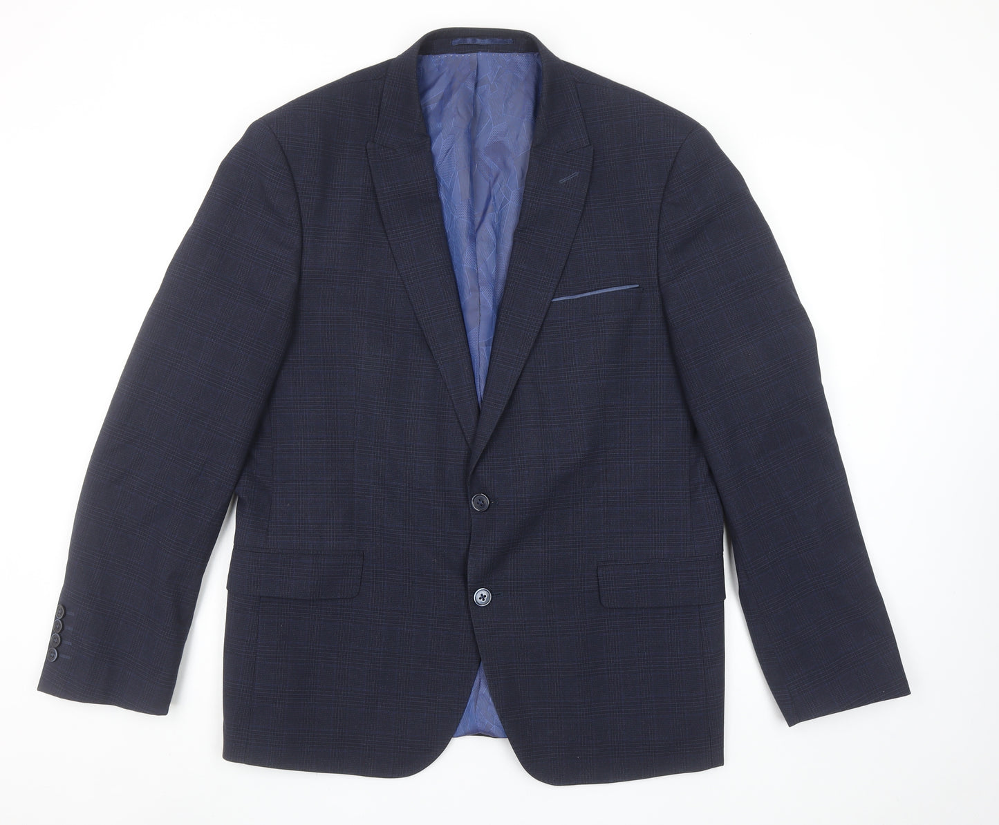 Remus Uomo Men's Blue Check Slim Fit 42R Blazer Jacket
