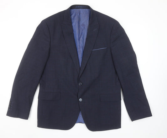 Remus Uomo Men's Blue Check Slim Fit 42R Blazer Jacket