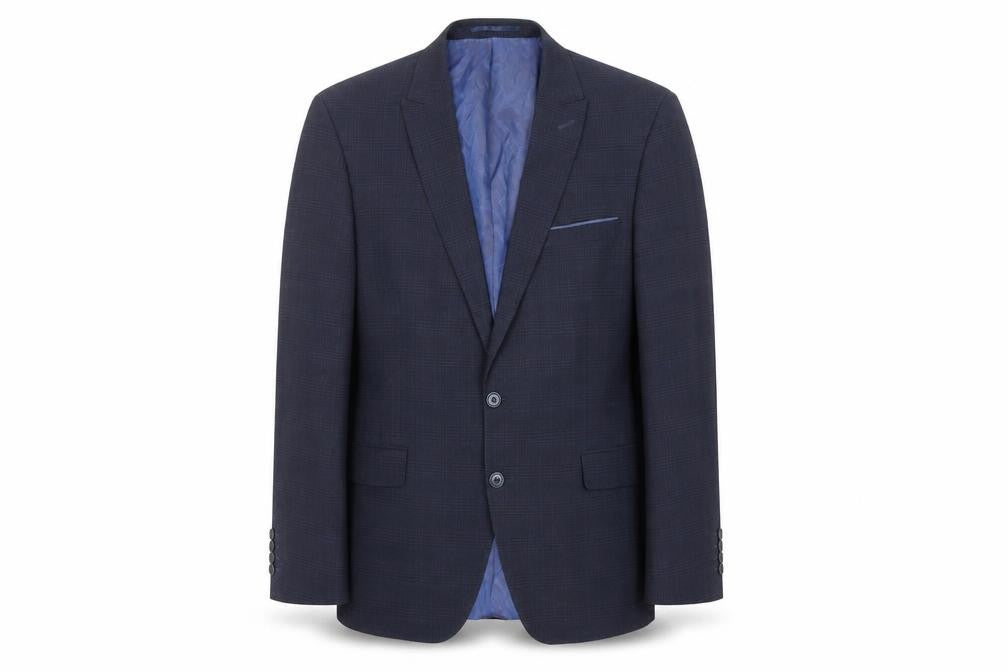 Remus Uomo Men's Blue Check Slim Fit 42R Blazer Jacket