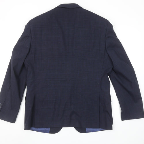 Remus Uomo Men's Blue Check Slim Fit 42R Blazer Jacket