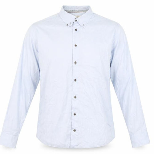 Bugatti Men's Blue Cotton Easy Care Long Sleeve Button Up Shirt L 41in