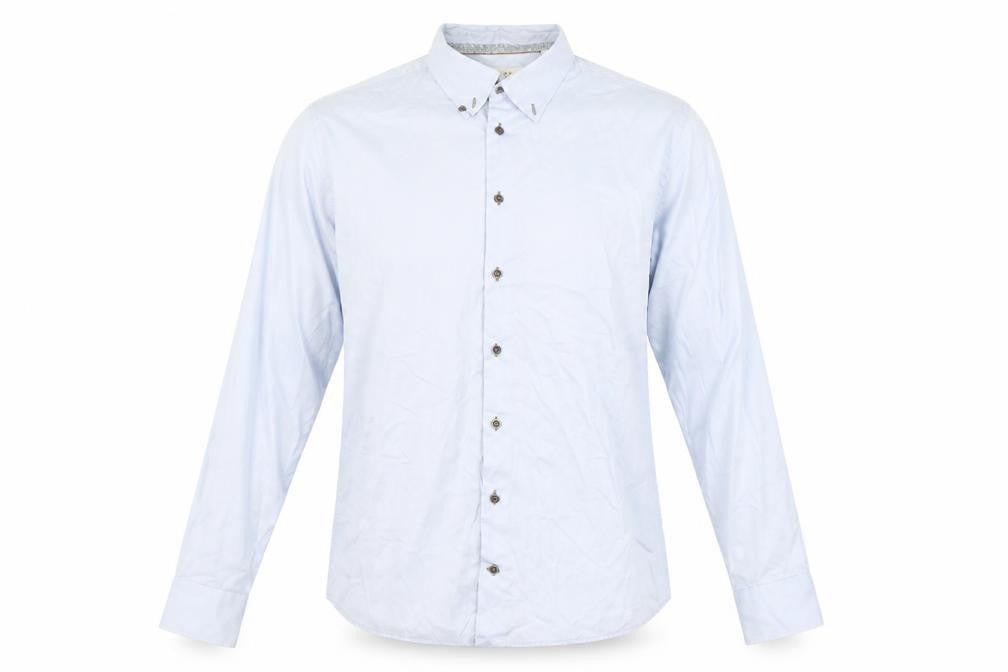Bugatti Men's Blue Cotton Easy Care Long Sleeve Button Up Shirt L 41in