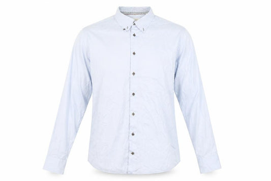 Front view of Bugatti Men's Blue Cotton Easy Care Long Sleeve Button Up Shirt L 41in