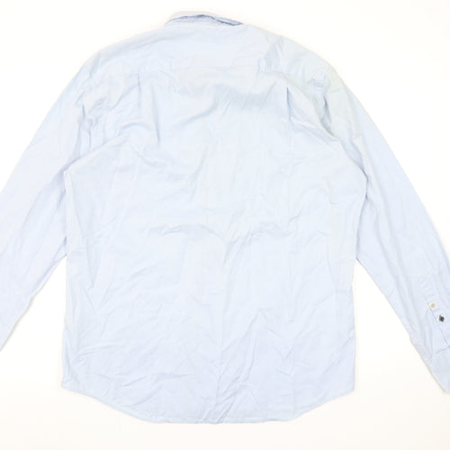 Bugatti Men's Blue Cotton Easy Care Long Sleeve Button Up Shirt L 41in
