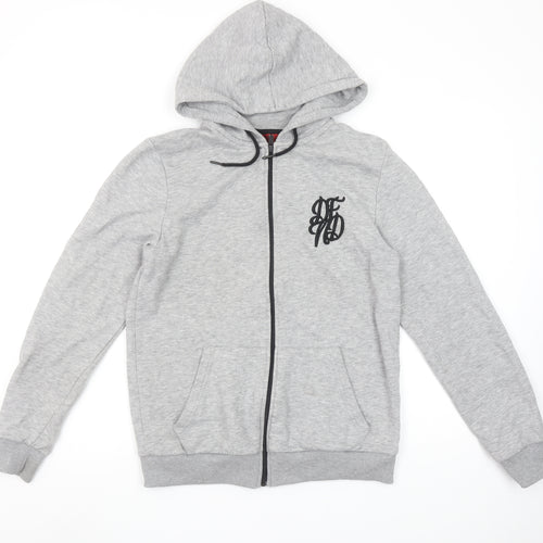 DFND Men's Grey Full Zip Hoodie Small Logo Detail Casual Sweatshirt