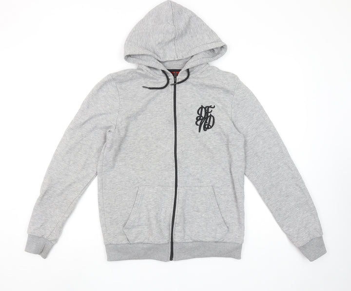DFND Men's Grey Full Zip Hoodie Small Logo Detail Casual Sweatshirt
