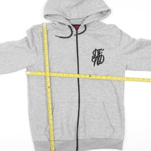 DFND Men's Grey Full Zip Hoodie Small Logo Detail Casual Sweatshirt