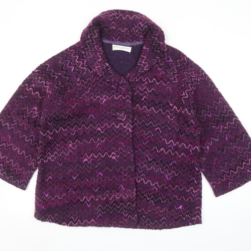 Edina Ronay Women's Purple Knit Coatigan Size 22 Mid-Length Wool Blend