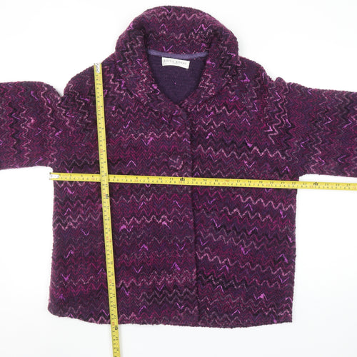 Edina Ronay Women's Purple Knit Coatigan Size 22 Mid-Length Wool Blend