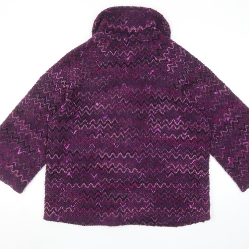 Edina Ronay Women's Purple Knit Coatigan Size 22 Mid-Length Wool Blend