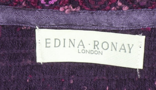 Edina Ronay Women's Purple Knit Coatigan Size 22 Mid-Length Wool Blend