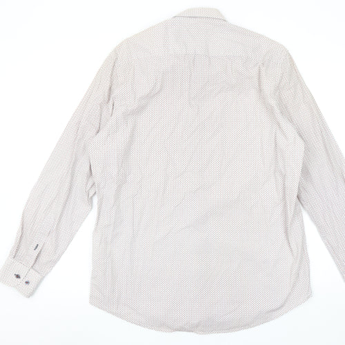 6th Sense Men's Beige Patterned Long Sleeve Cotton Button-Up Shirt L