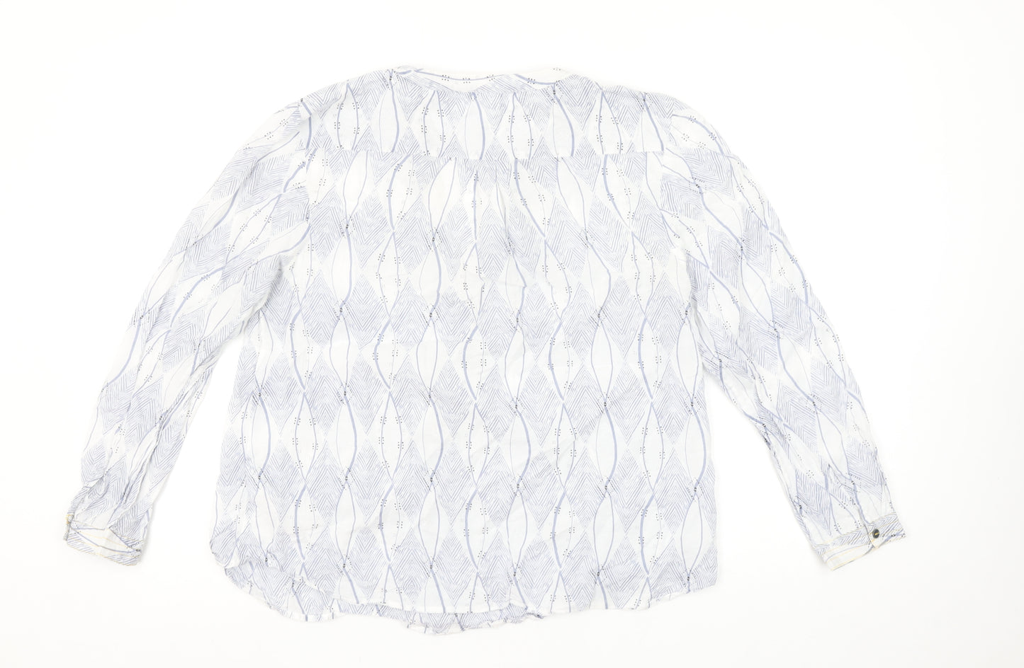 White Stuff Women's Blue Geometric Long Sleeve Tunic Blouse Size 12