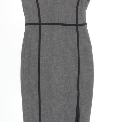 Zara Women Grey Sheath Dress XS Square Neck Sleeveless Workwear