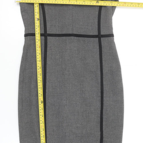 Zara Women Grey Sheath Dress XS Square Neck Sleeveless Workwear