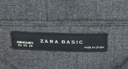 Zara Women Grey Sheath Dress XS Square Neck Sleeveless Workwear