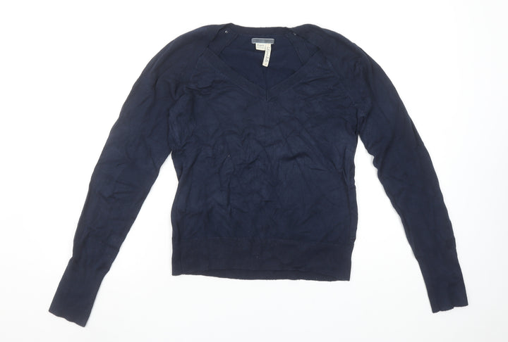 Esprit Women's Blue V-Neck Cotton Jumper Size M