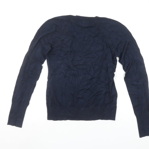 Esprit Women's Blue V-Neck Cotton Jumper Size M