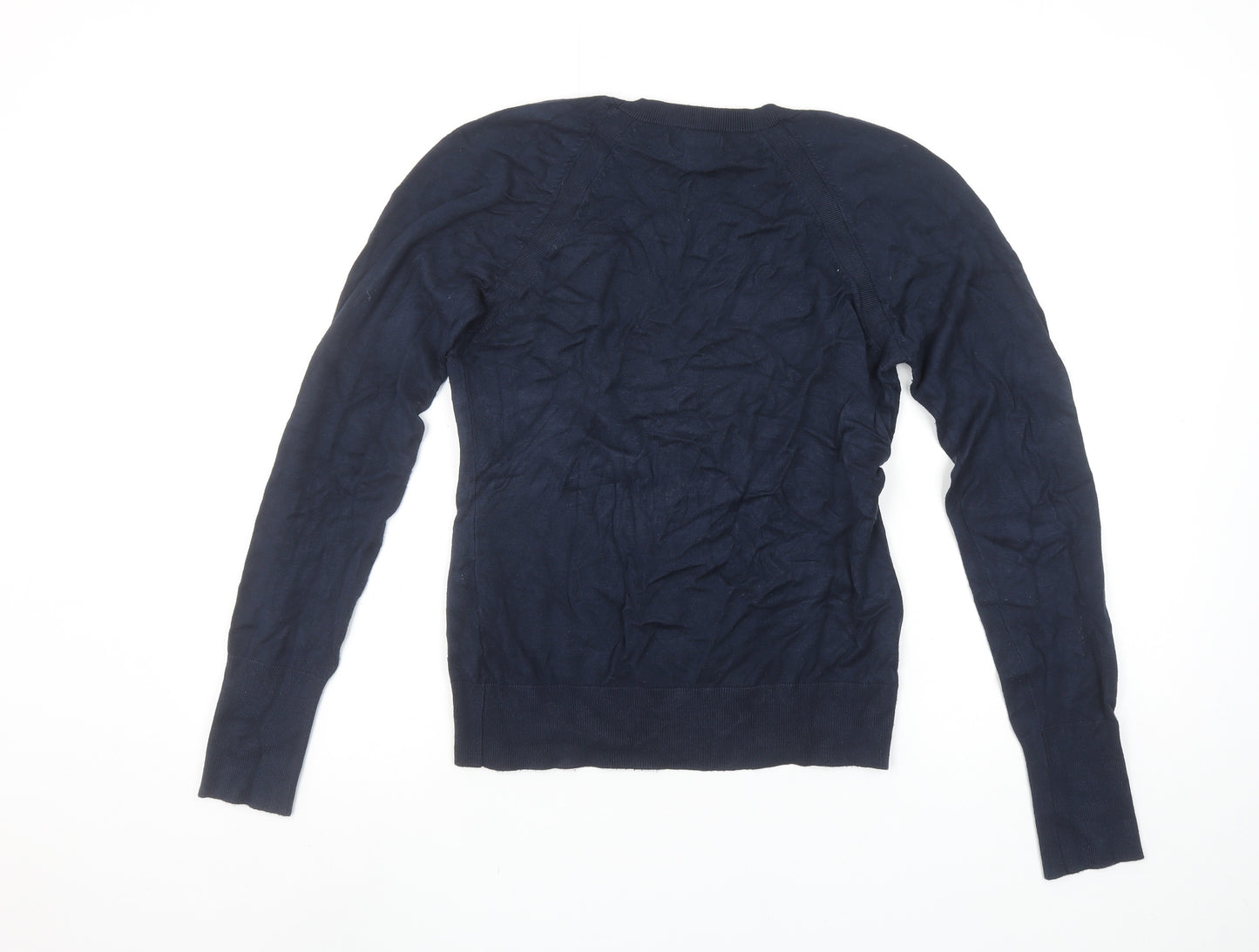 Esprit Women's Blue V-Neck Cotton Jumper Size M