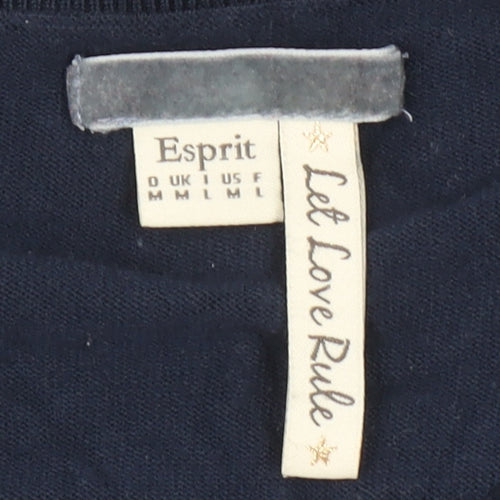 Esprit Women's Blue V-Neck Cotton Jumper Size M
