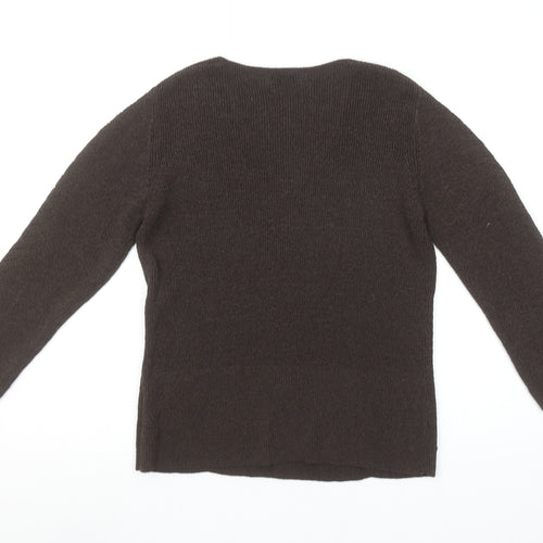 Viyella Women Brown V-Neck Long Sleeve Knit Pullover Jumper M