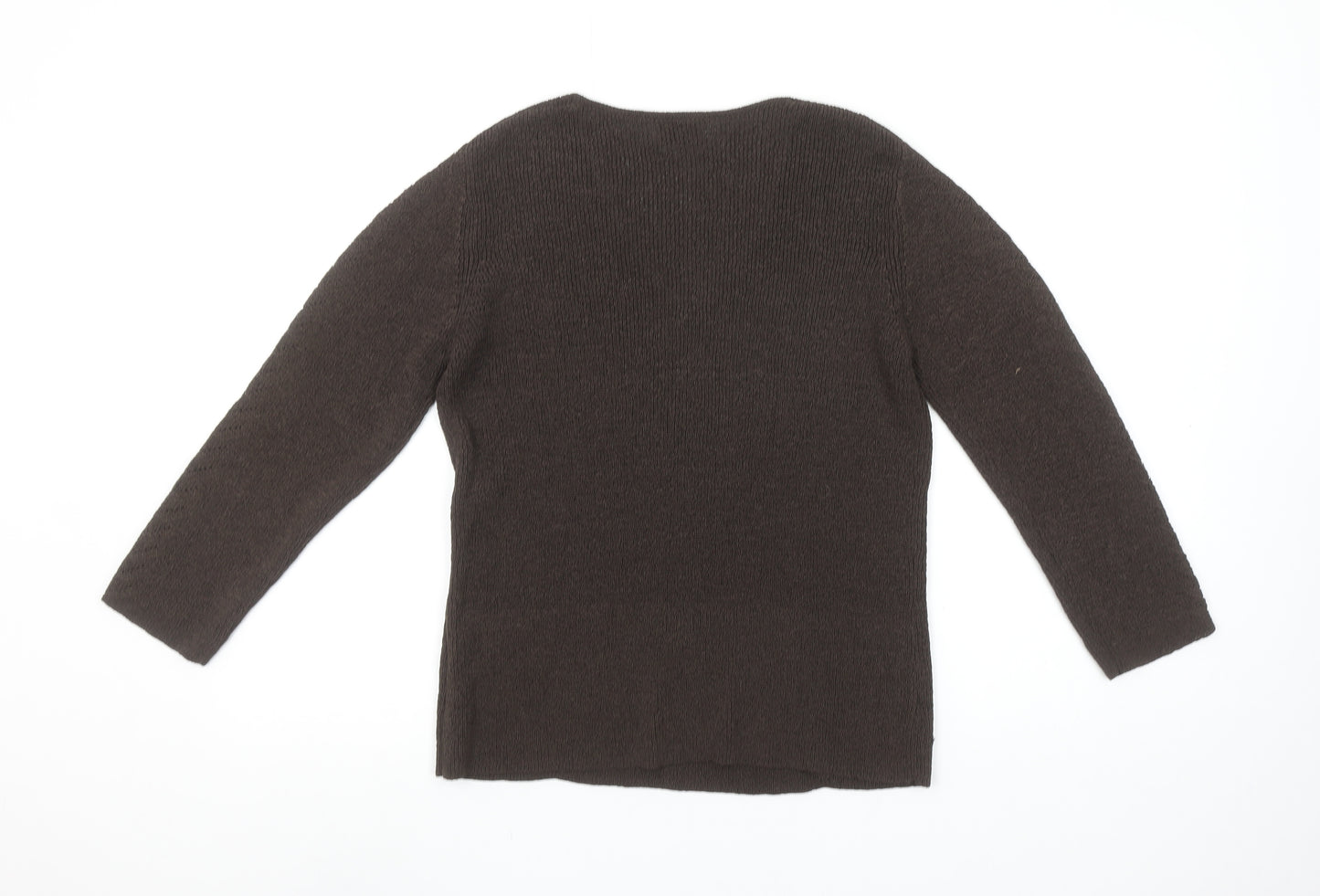 Viyella Women Brown V-Neck Long Sleeve Knit Pullover Jumper M