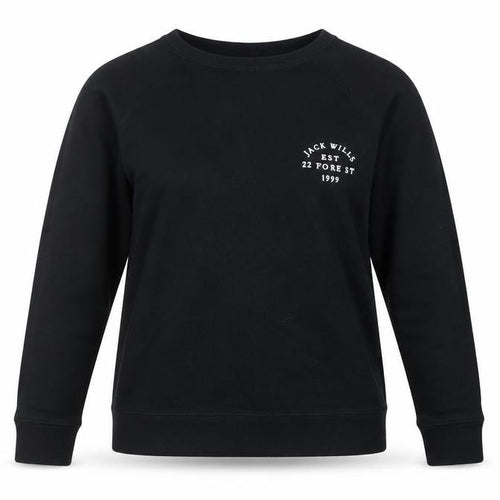 Jack Wills Women's Black Cotton Blend Crew Neck Sweatshirt UK 12