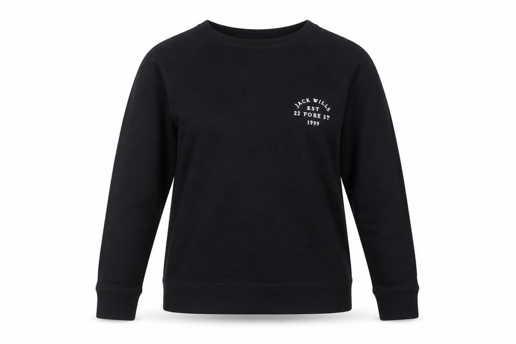 Jack Wills Women's Black Cotton Blend Crew Neck Sweatshirt UK 12