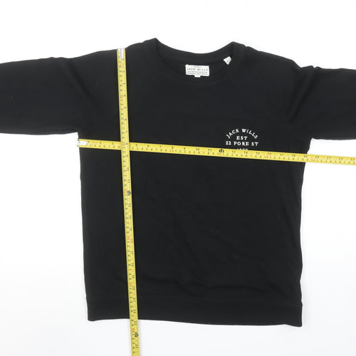 Jack Wills Women's Black Cotton Blend Crew Neck Sweatshirt UK 12