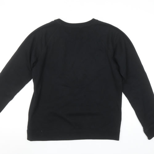 Jack Wills Women's Black Cotton Blend Crew Neck Sweatshirt UK 12
