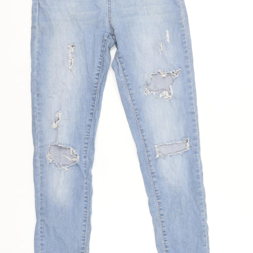 AKSU BLUE Womens Light Blue Distressed Skinny Jeans Size 31