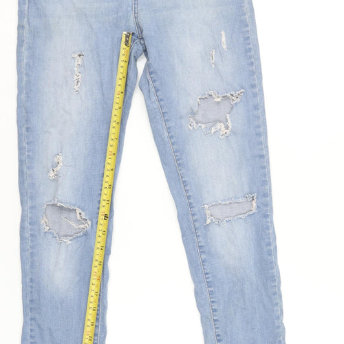 AKSU BLUE Womens Light Blue Distressed Skinny Jeans Size 31