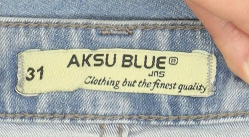 AKSU BLUE Womens Light Blue Distressed Skinny Jeans Size 31