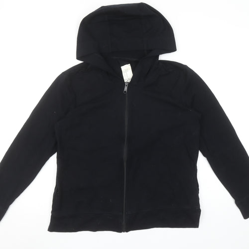 Decathlon Women Black Full Zip Hoodie M Regular Hooded Sweatshirt