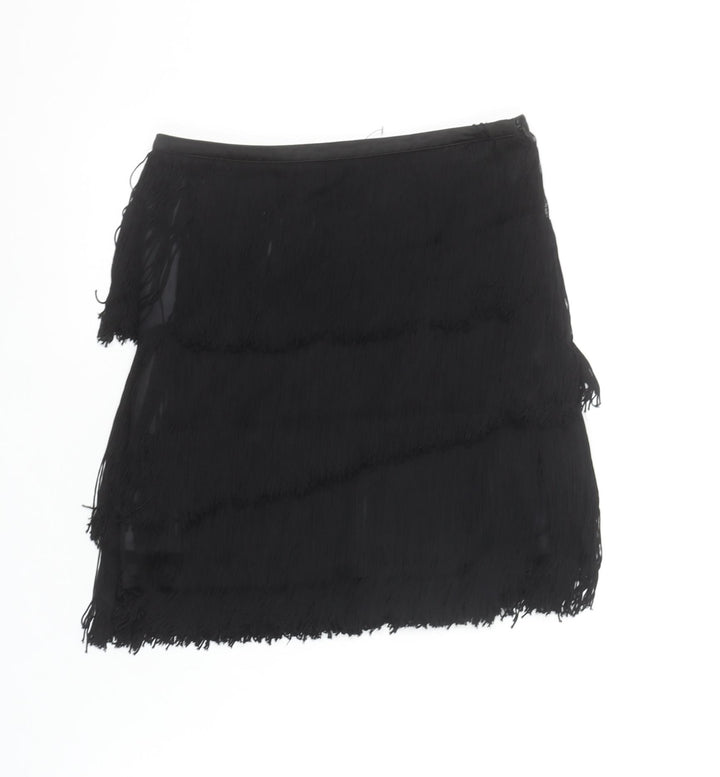 Zara Basic Women's Black Fringe Mini Skirt Size S
