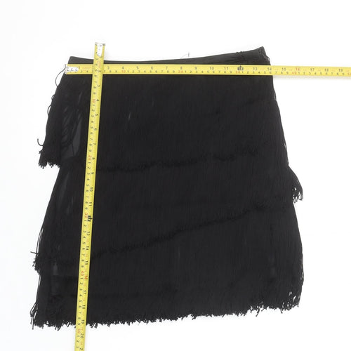 Zara Basic Women's Black Fringe Mini Skirt Size S