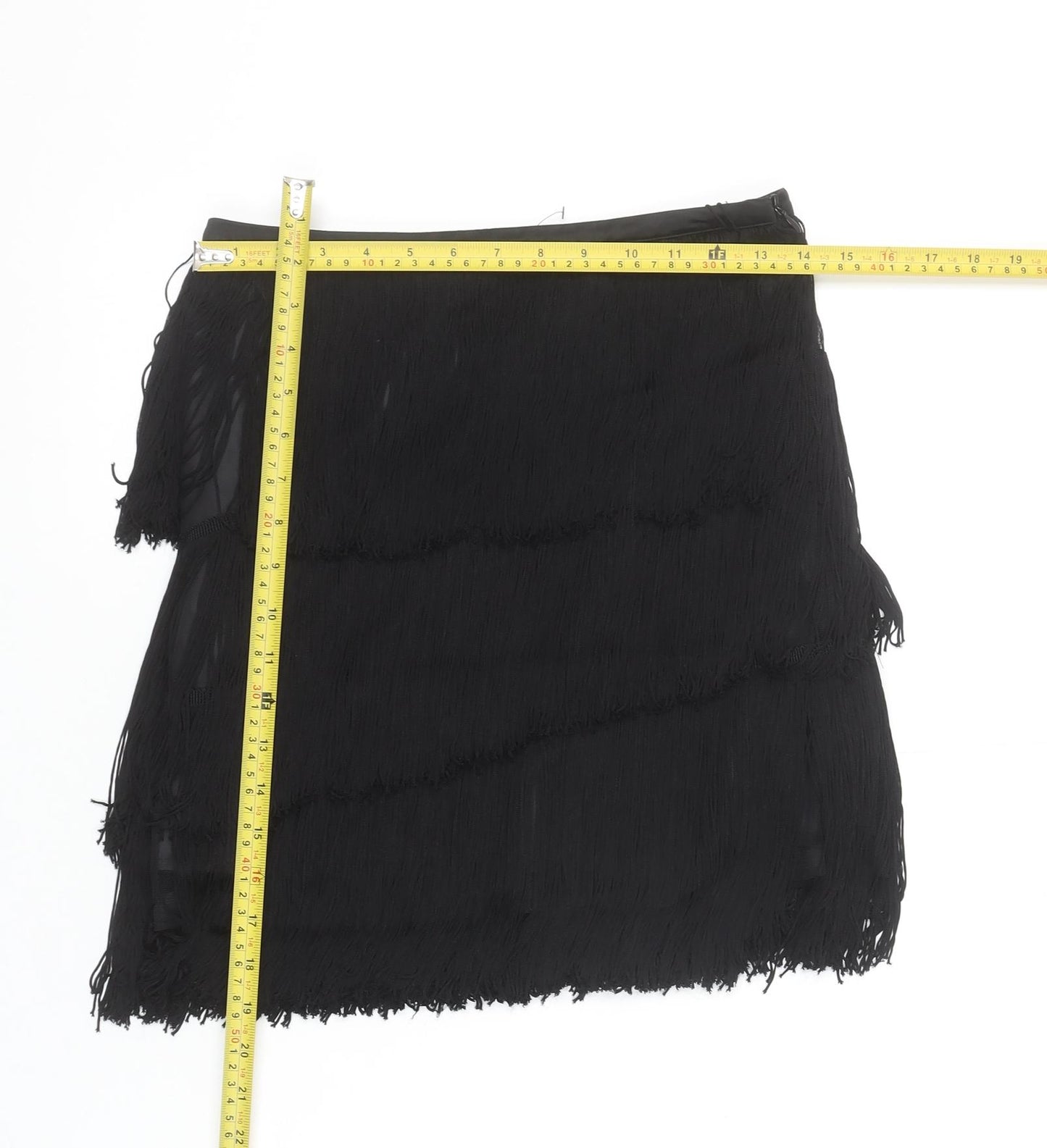 Zara Basic Women's Black Fringe Mini Skirt Size S