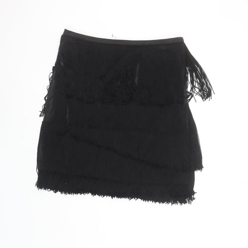 Zara Basic Women's Black Fringe Mini Skirt Size S